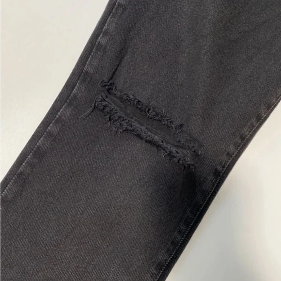 NA-kd Washed Black Destroyed Straight Denim Jeans Size 10 / 38 - Picture 2 of 3